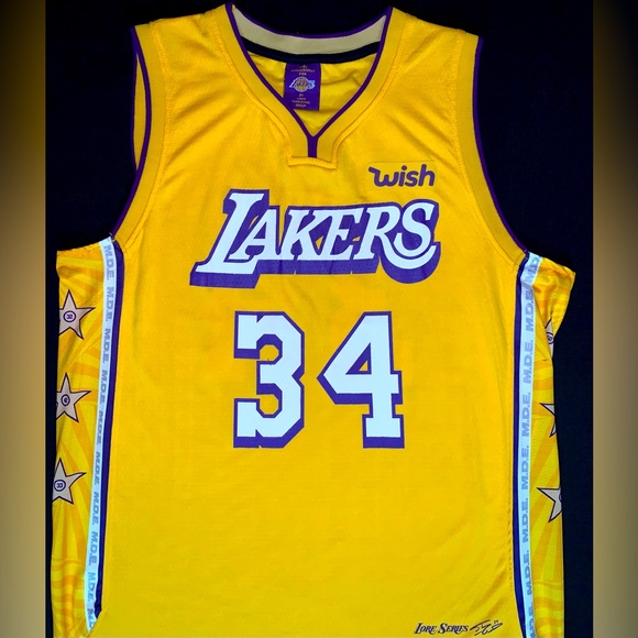 NBA Shirts Shaquille Oneal Los Angeles Lakers 34 Gold Lore Series